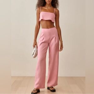 Reformation Pink Cleo linen set